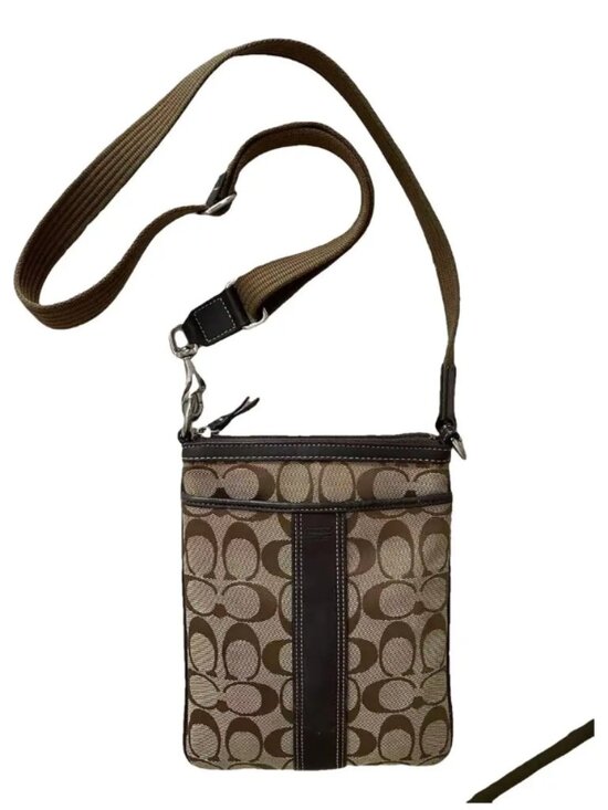 Coach Handbags - Coach Small Signature Crossbody in Tan and Black